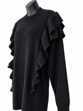 Costes Studio Black Ruffle Knit Dress – Size XL